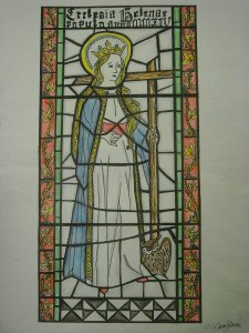 Clara's design for the recreated Tudor stained glass window at St Helen's.