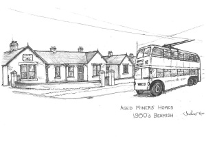 Jim’s initial drawing of what the Aged Miners’ Homes might look like at Beamish.