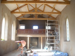 The nearly completed plaster in the nave. 